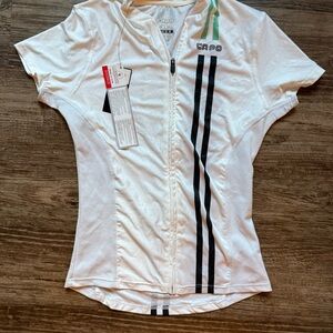 Capo White Cycling Jersey with Black Stripes